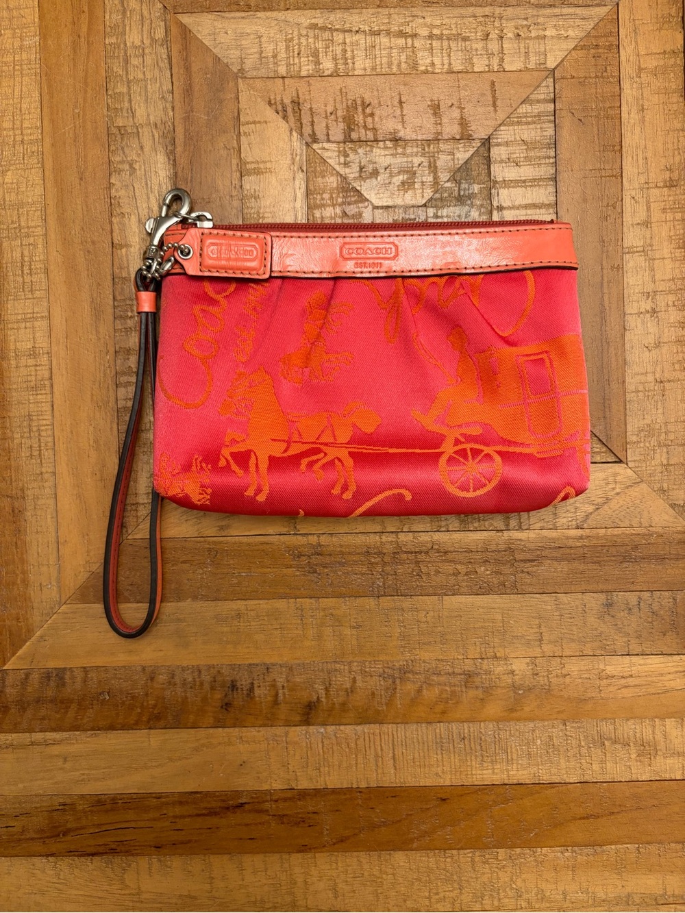 Vintage Coach Pink & Orange Signature Wristlet